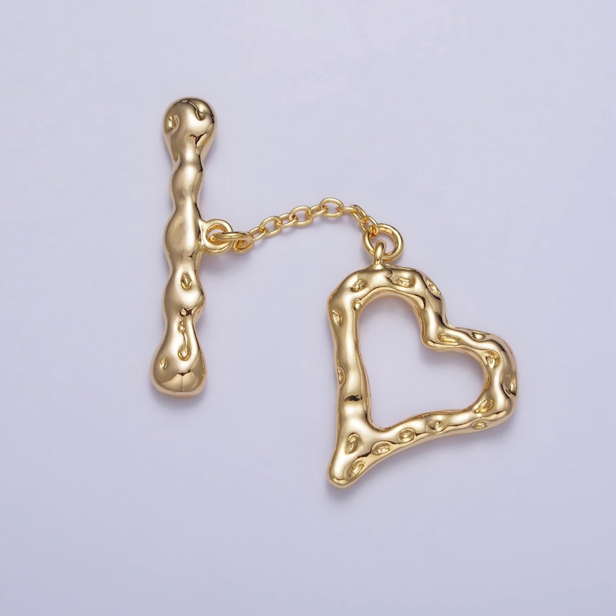 Gold Hammered Textured Heart Bar Toggle Clasps Jewelry Closure Supply | Z-110 - DLUXCA