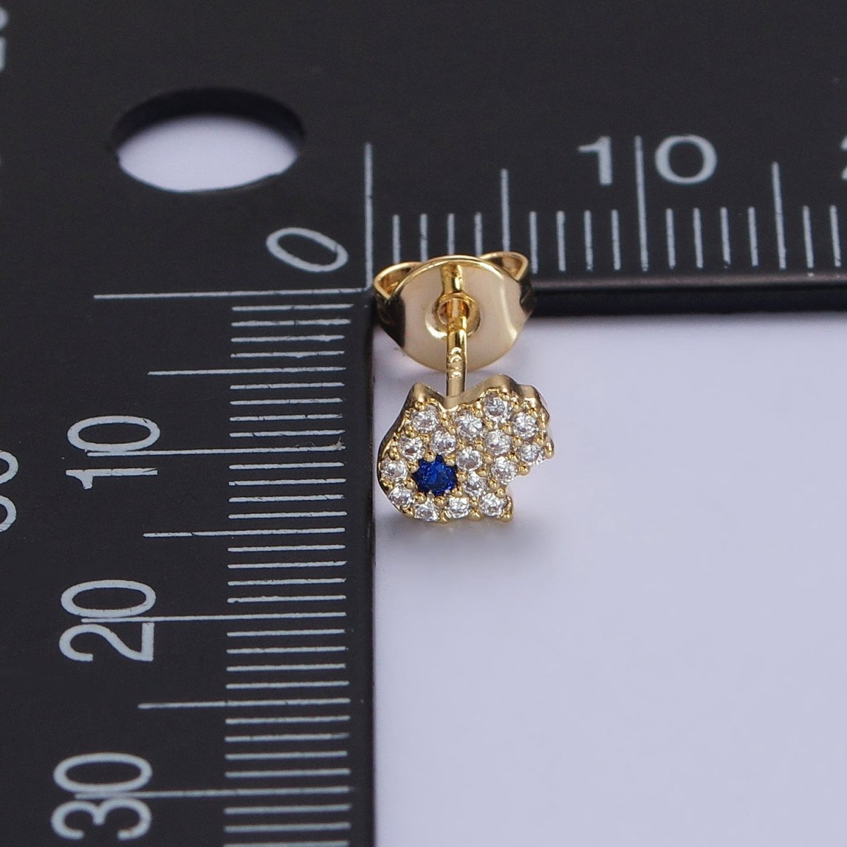 Gold Hamsa Hand Stud Earrings Micro Pave Hand of Fatimah Jewelry | AB185 - DLUXCA