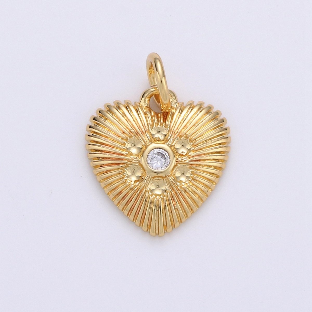Gold Heart Charm 24k Gold Filled Micro Pave Spike Heart Amor Amore Pendant for Necklace Earring Jewelry Making D-256 D-257 - DLUXCA