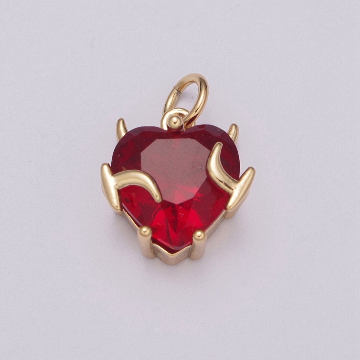 Gold Heart Charm Necklace Pink Purple Clear Red Heart Necklace Bracelet Charm Add on Charm M-774 - M-777 - DLUXCA