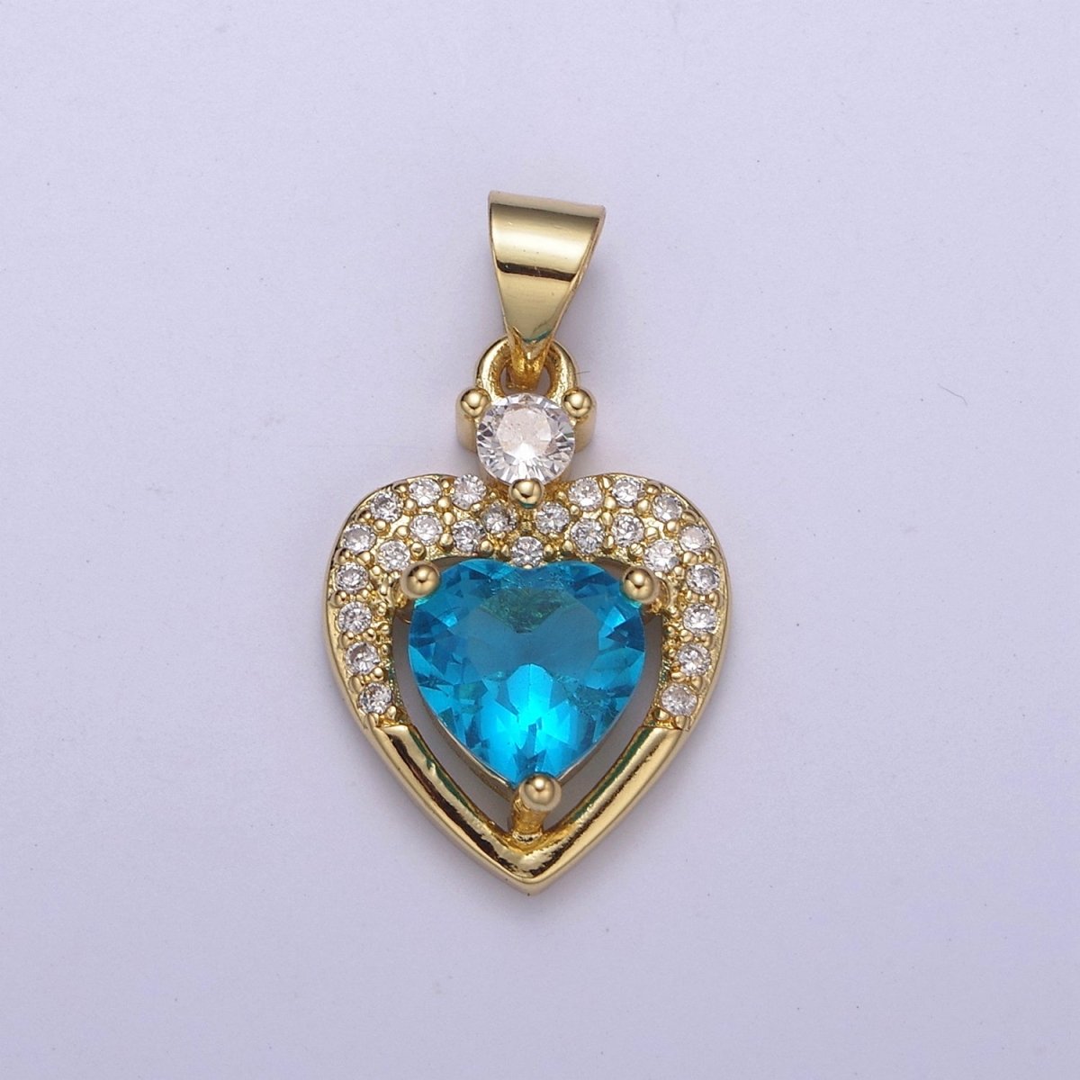 Gold Heart Geometric Shape Zircon Charm, Love Gemstone Pendant Charm Wholesale H-356 H-357 H-358 H-362 - DLUXCA
