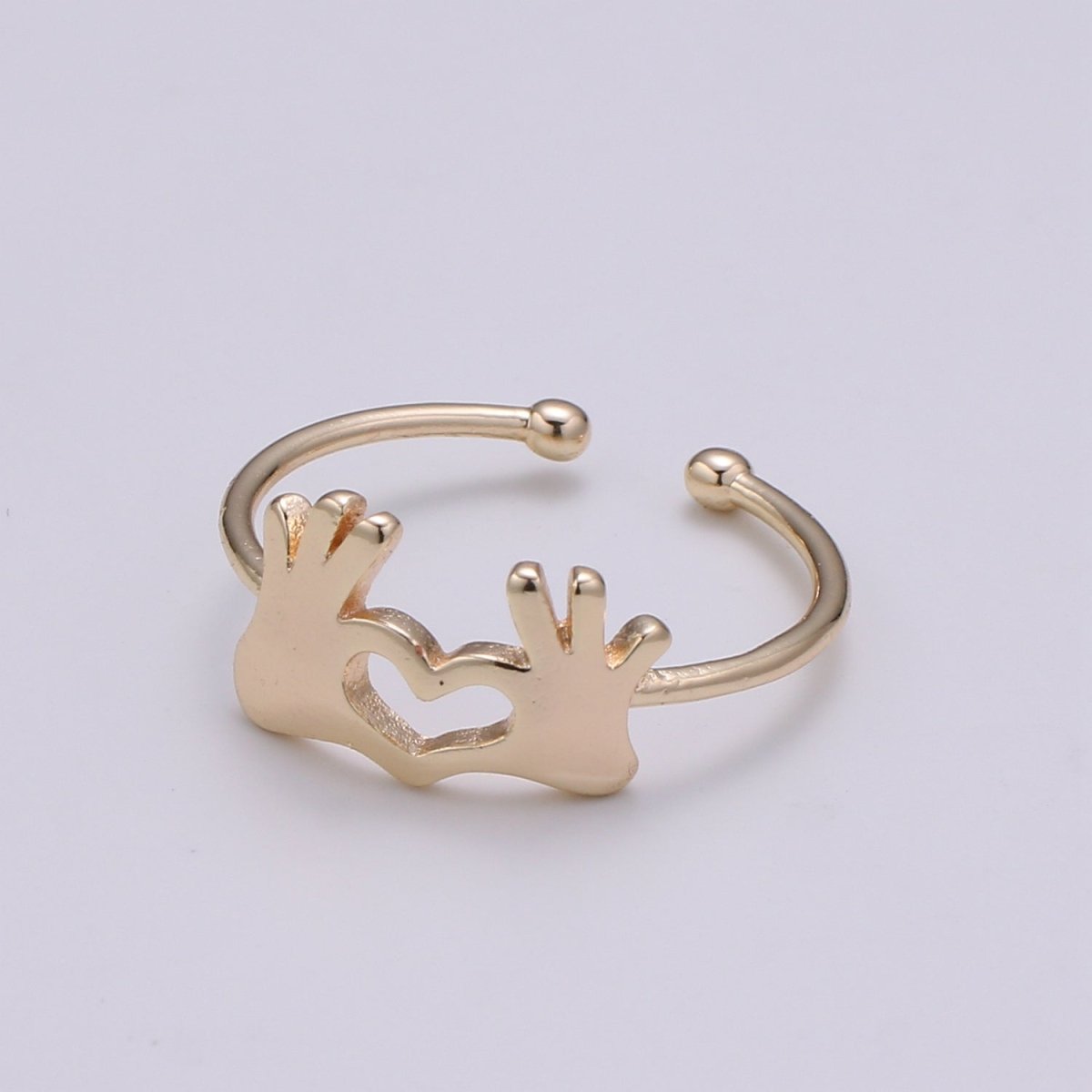 Gold Heart Hand Gesture Ring Heart Shaped Hands - Heart Sign - Heart Hands Ring- Hands Jewelry for Valentine Gift BFF friend R-245 - DLUXCA
