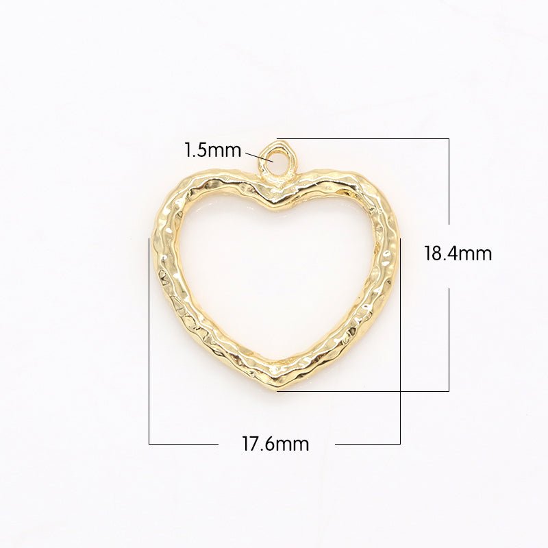 Gold Heart Hollow Charm Heart Love Geometric Charm Pendant GP-155 - DLUXCA