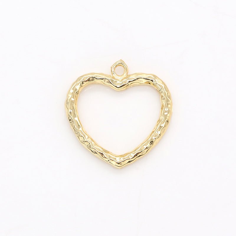 Gold Heart Hollow Charm Heart Love Geometric Charm Pendant GP-155 - DLUXCA