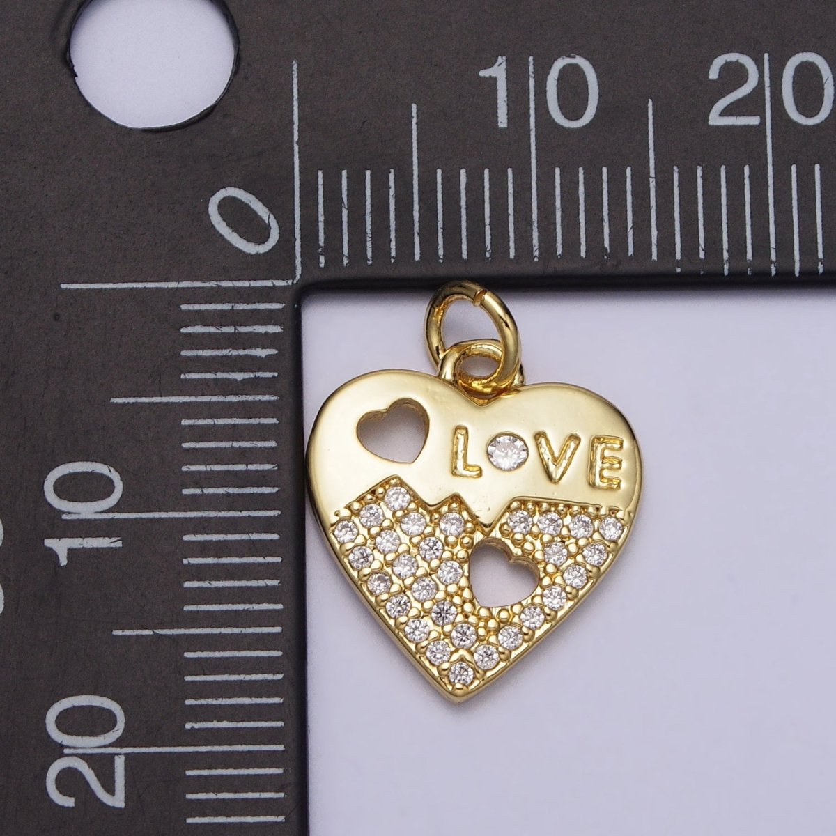 Gold Heart "LOVE" Clear Micro Paved CZ Add-On Charm | AC203 - DLUXCA