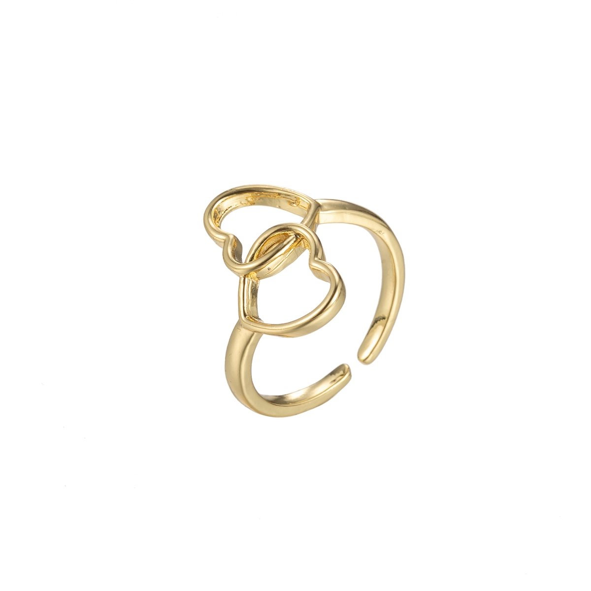 Gold Heart Ring, Heart Open Ring, Gold Adjustable Ring, Gold Rings for Women, Minimalist Gold Ring. Gold Midi Ring Stackable Jewelry O-353 - DLUXCA