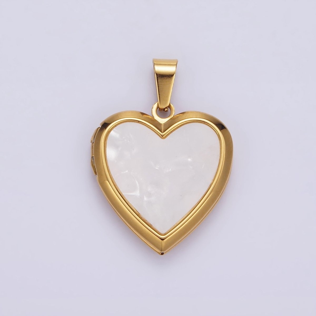 Gold Heart Shell Pearl Locket Pendant Charm for Necklace Photo Storage | P-831 - DLUXCA