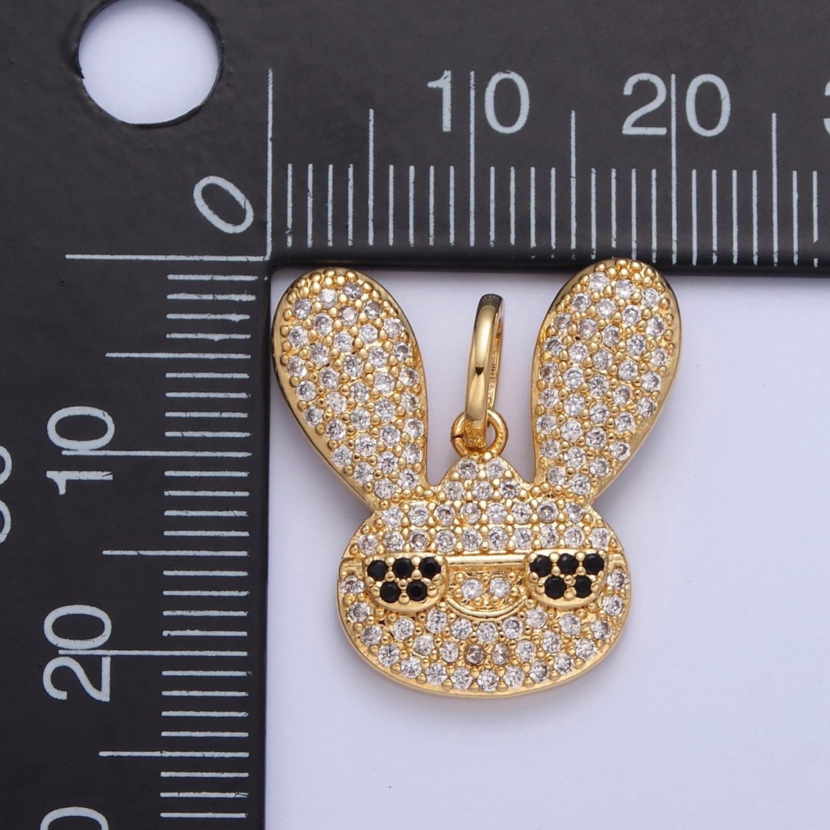 Gold Hip Hop Bunny Pave Rabbit with Cool Eye Glasses Pendant W-300 W-301 - DLUXCA