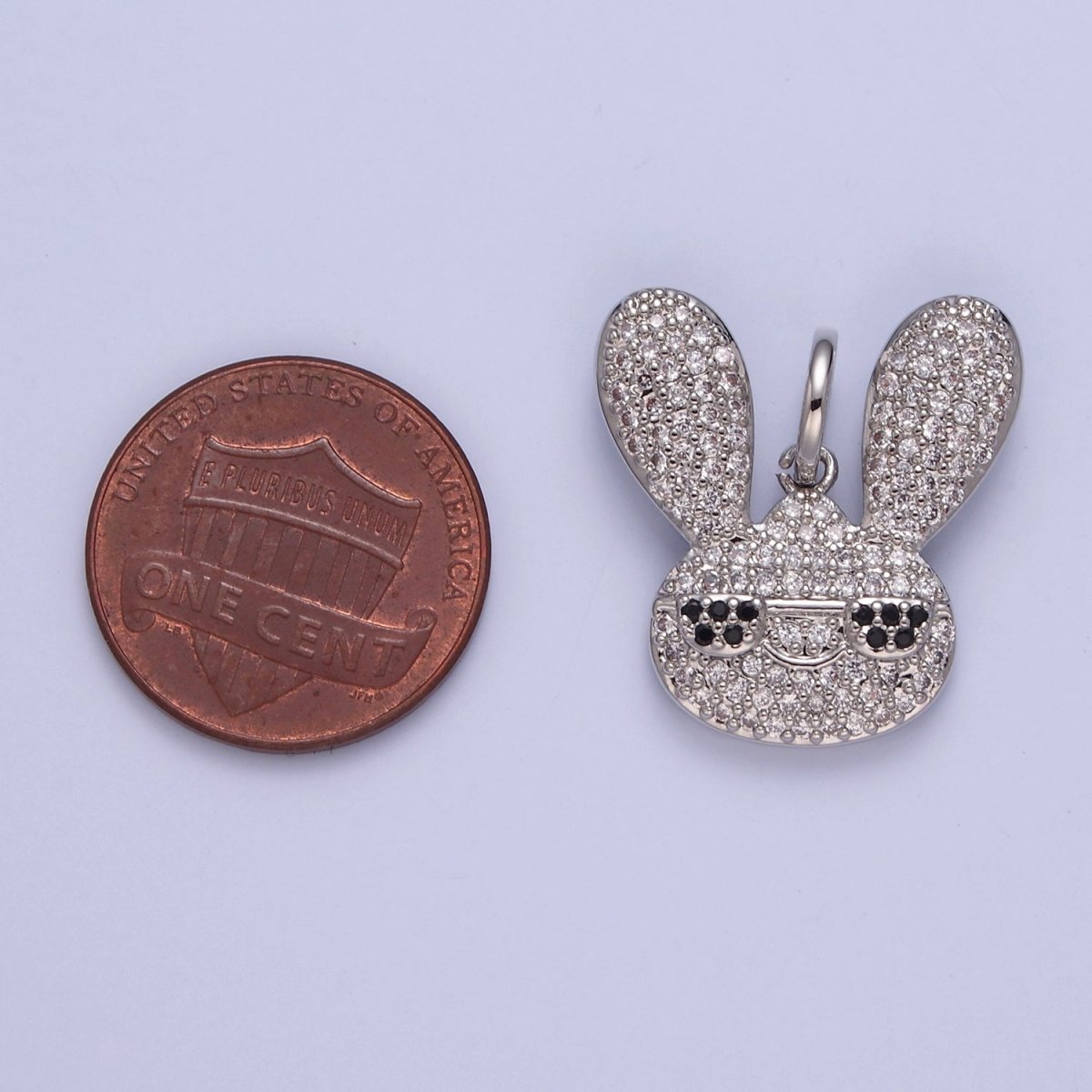 Gold Hip Hop Bunny Pave Rabbit with Cool Eye Glasses Pendant W-300 W-301 - DLUXCA