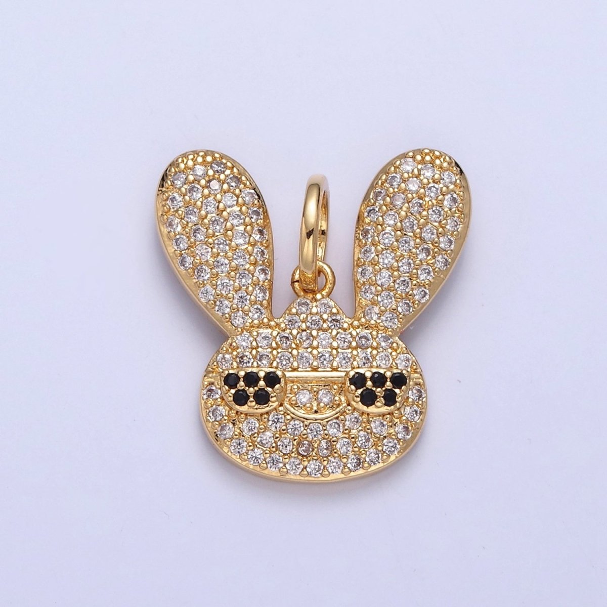 Gold Hip Hop Bunny Pave Rabbit with Cool Eye Glasses Pendant W-300 W-301 - DLUXCA