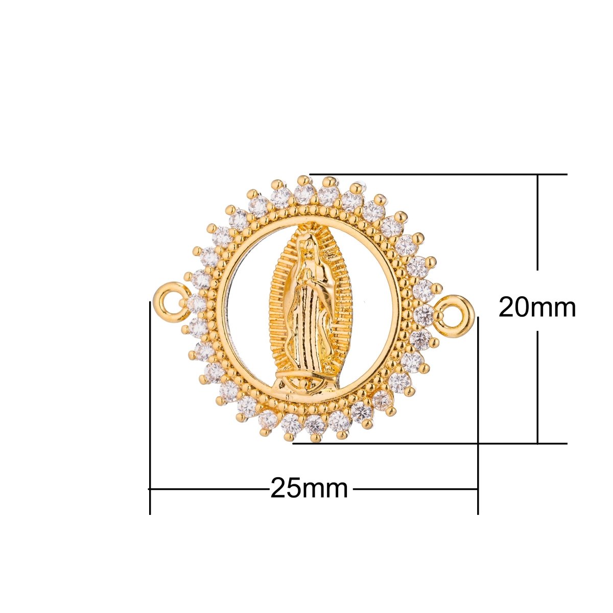Gold Holy Mother Mary, Mother of Jesus, Catholic Religion, DIY Cubic Zirconia Bracelet Charm Bead Finding CONNECTOR For Jewelry Making F-248 F-326 - DLUXCA