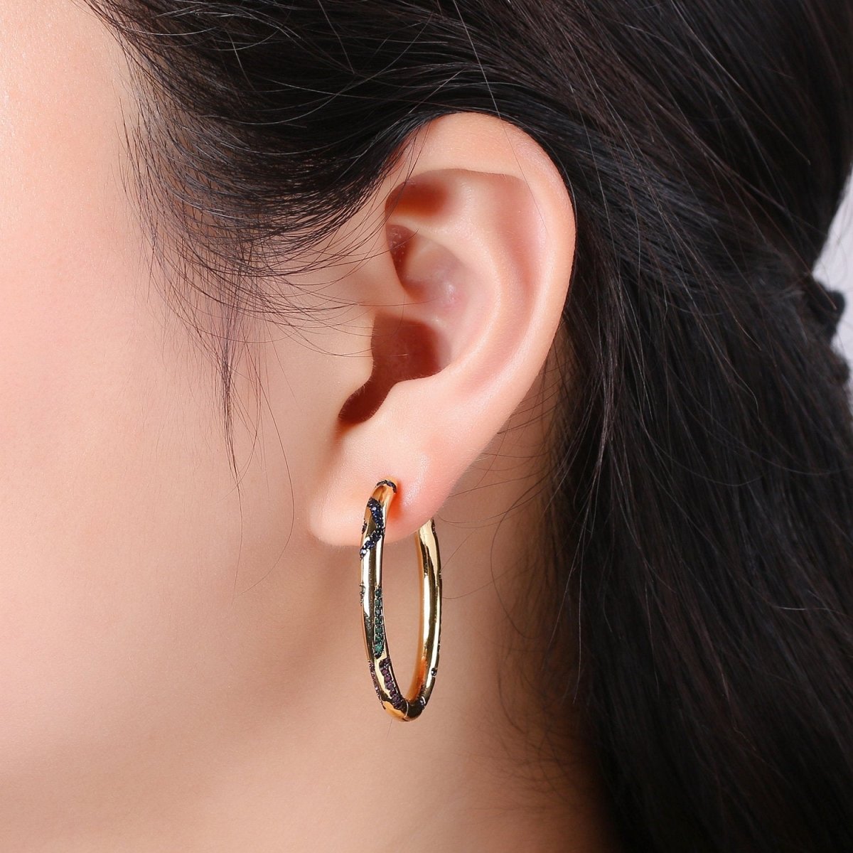 Gold Hoop Earrings, Dainty Hoop Earrings, Gold Hoops Minimalist Earrings, Gold Earrings, Chunky Hoop Earrings, gifts for her K-529 - DLUXCA