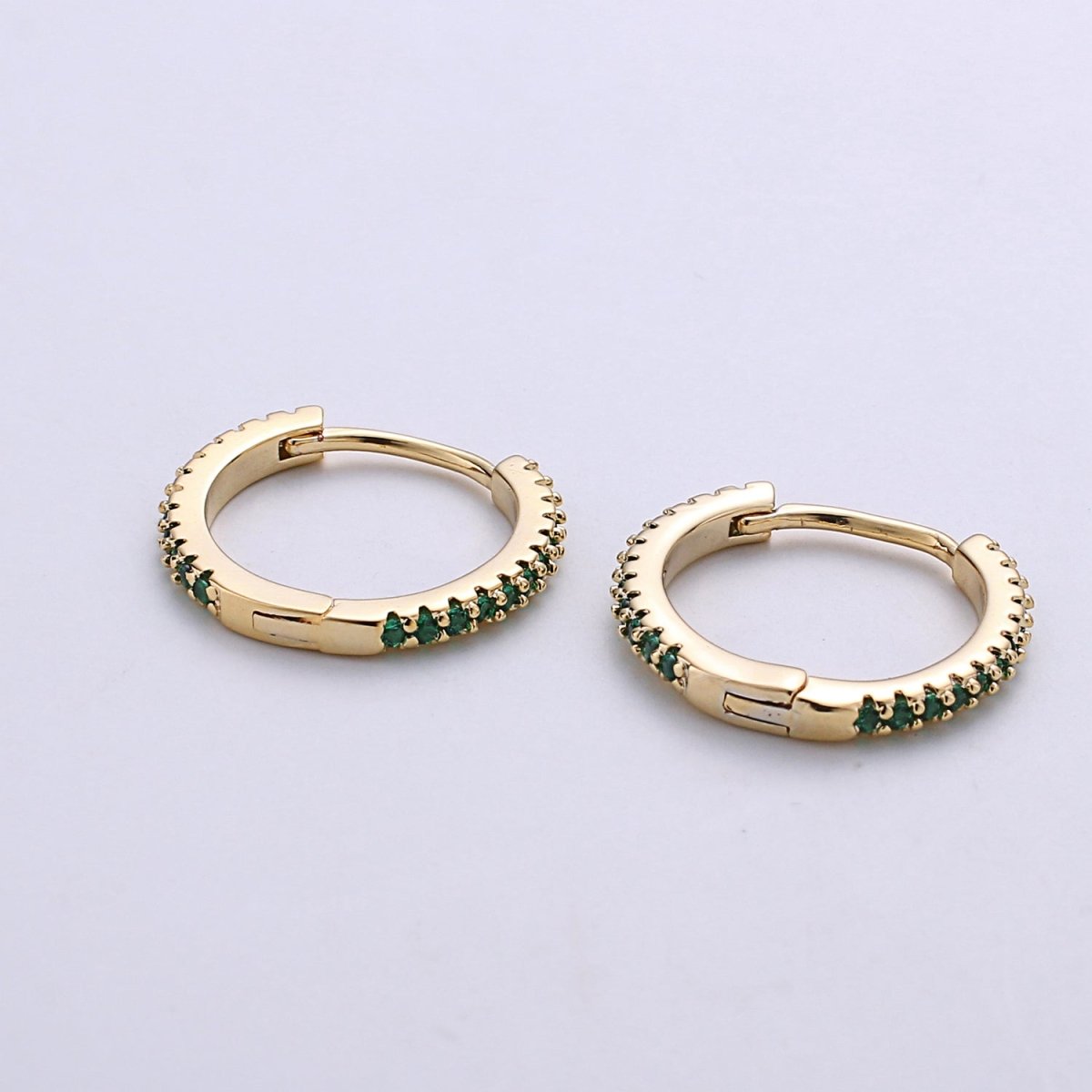 Gold hoop earrings - huggie hoops earrings - Dainty hoops Earring - Tiny hoops - Thin hoops - Minimalist Jewelry Micro Pave Earring Q-208 - Q-211 - DLUXCA