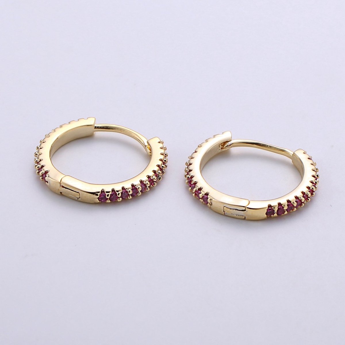 Gold hoop earrings - huggie hoops earrings - Dainty hoops Earring - Tiny hoops - Thin hoops - Minimalist Jewelry Micro Pave Earring Q-208 - Q-211 - DLUXCA