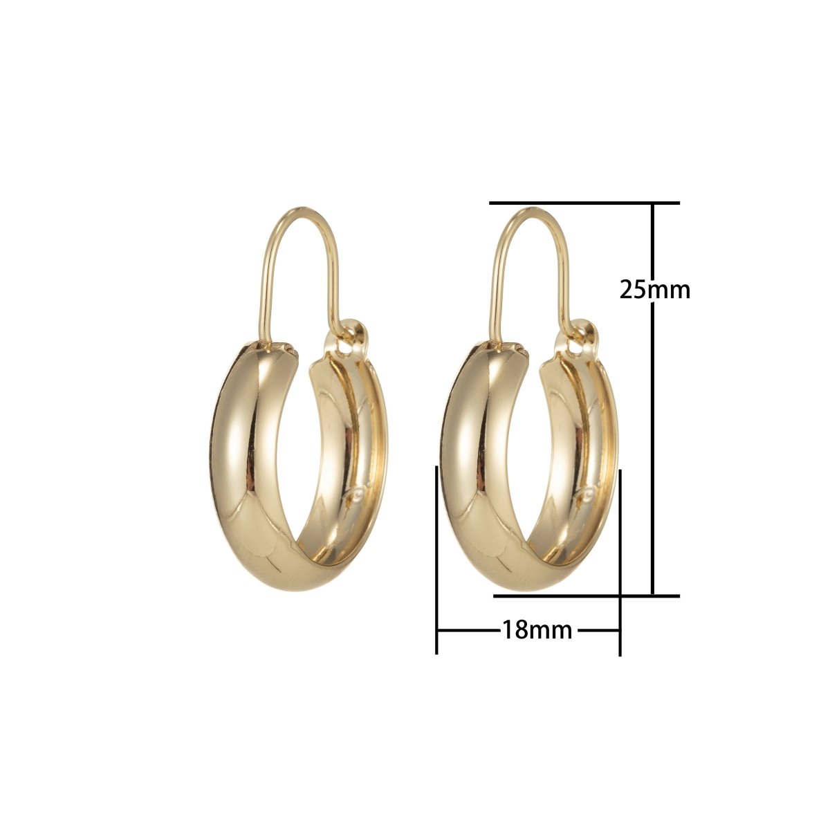 Gold Hoop Earrings, Small Hoop Earrings, Medium Minimal Hoop Earrings, Dainty Hoop Earrings, Thick 14k Gold Filled Hoop Earrings Q-072 - DLUXCA