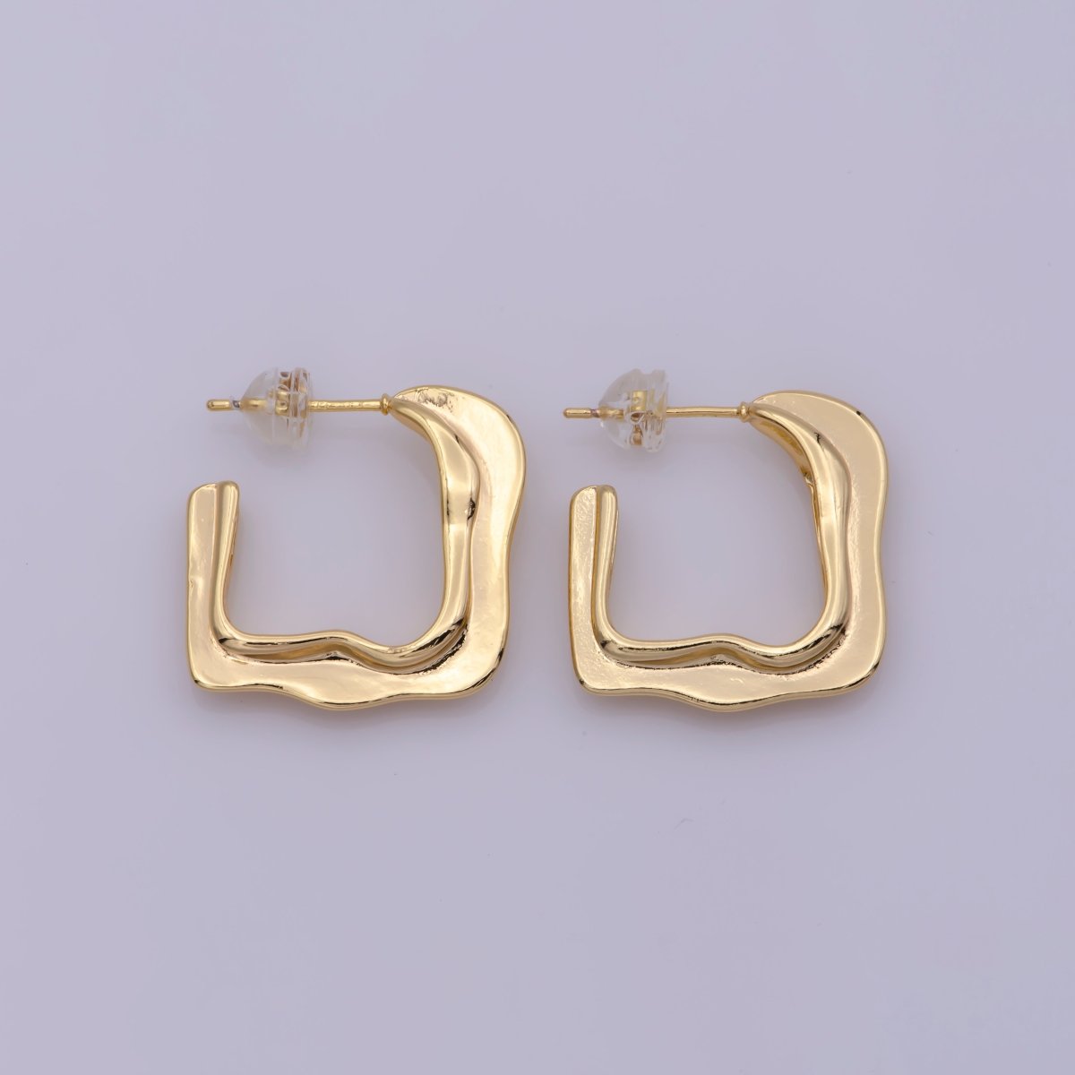 Gold hoops, geometric earring hoops small hoop earring dainty earring, minimalist earrings T-209 - DLUXCA