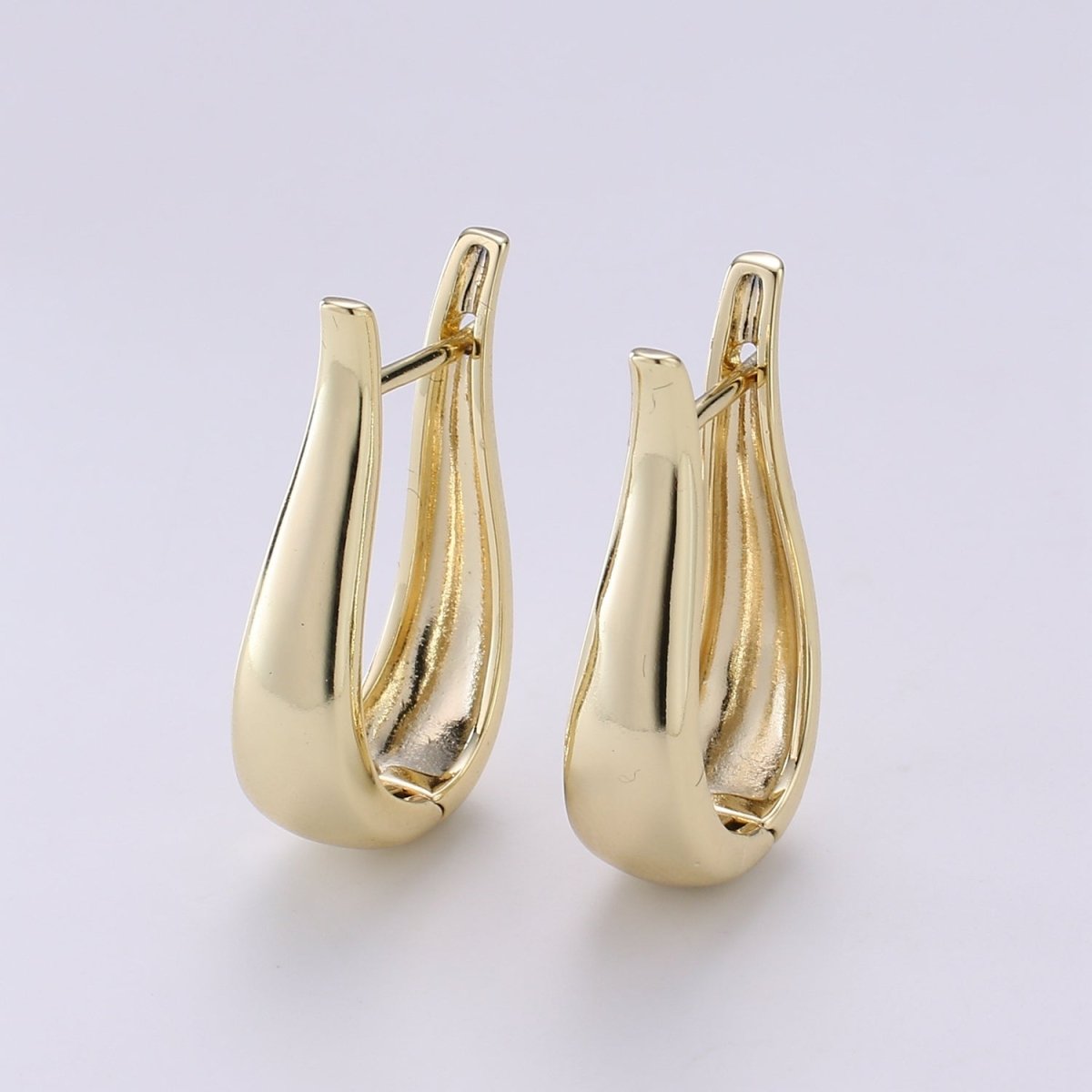 Gold Huggie Earring Chunky Earring 30mm, 14K gold Filled Earromg Nickel and Lead free, Lever back earring making Supply Ear-1301 Q-323 - DLUXCA