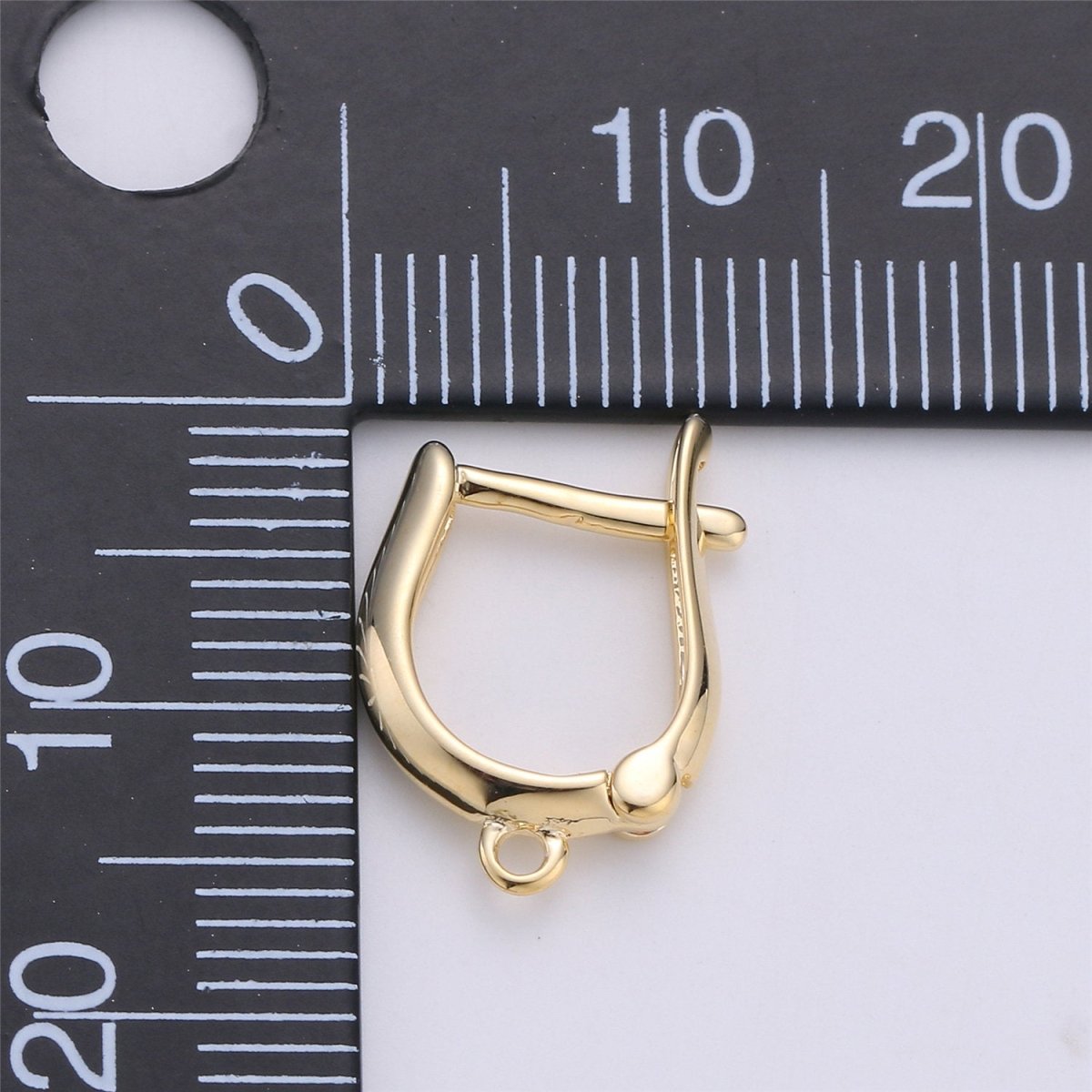 Gold Huggie Earring one touch w/ open link, 1 pair 15mm, 14K gold Filled, Nickel and Lead free, Lever back earring making Supply K-254 - DLUXCA