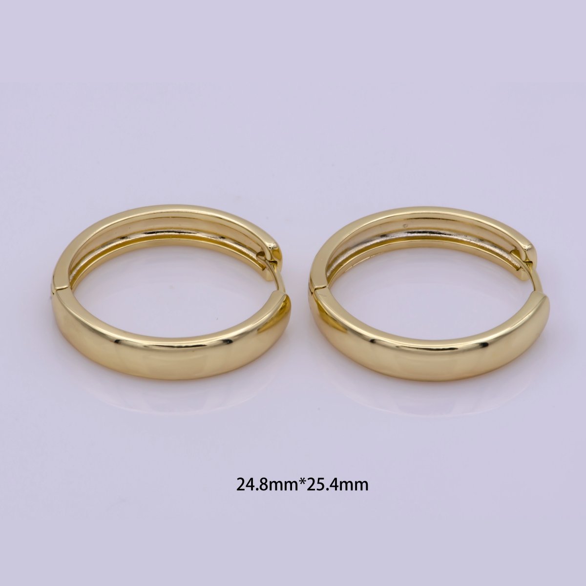 Gold Huggie Hoop Earrings • 25mm Hoops • Cartilage Hoop • Small Hoop Earrings • Gold Mini Hoop T-204 - DLUXCA