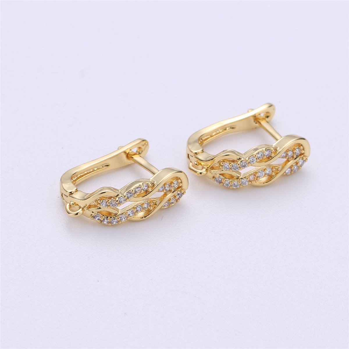Gold Huggie Leverback Earring Hooks 18x14mm, 14K Gold Filled Earring with open link for DIY Jewelry Supply Component K-317 K-318 - DLUXCA