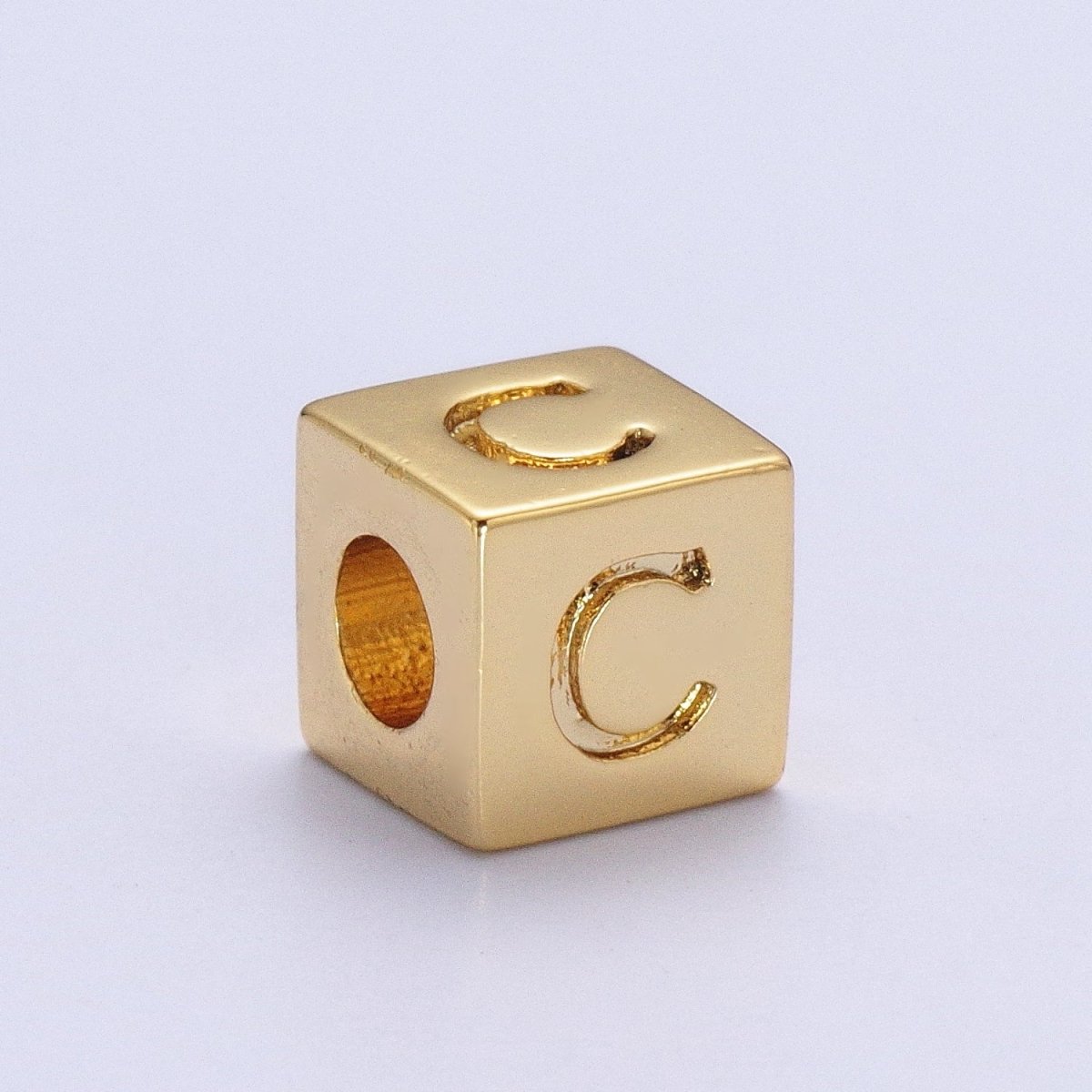 Gold Initial Letter Alphabet 6.2mm Block Beads Charm Connector For Jewelry Making Component Supply A-1487~A-1512 - DLUXCA