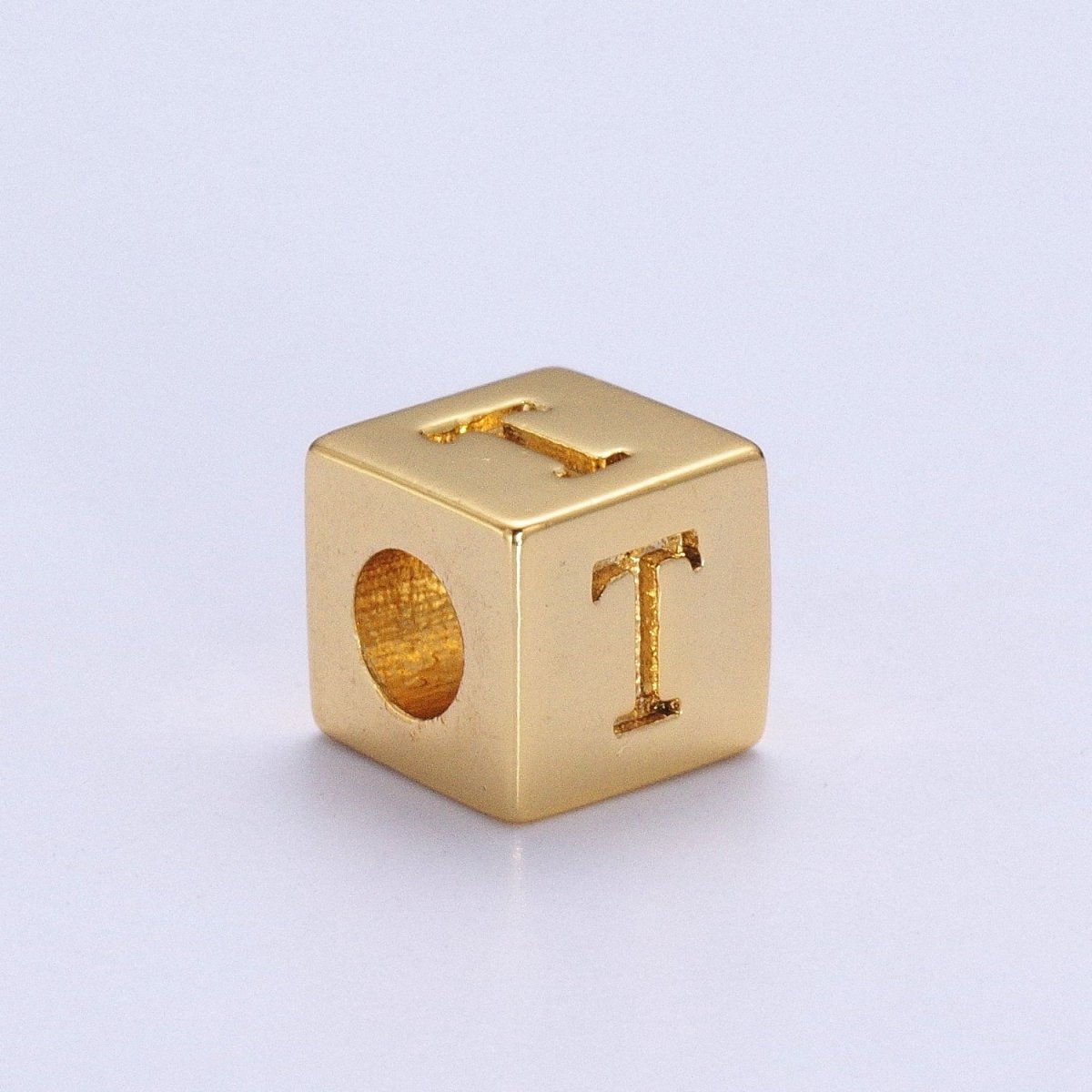 Gold Initial Letter Alphabet 6.2mm Block Beads Charm Connector For Jewelry Making Component Supply A-1487~A-1512 - DLUXCA