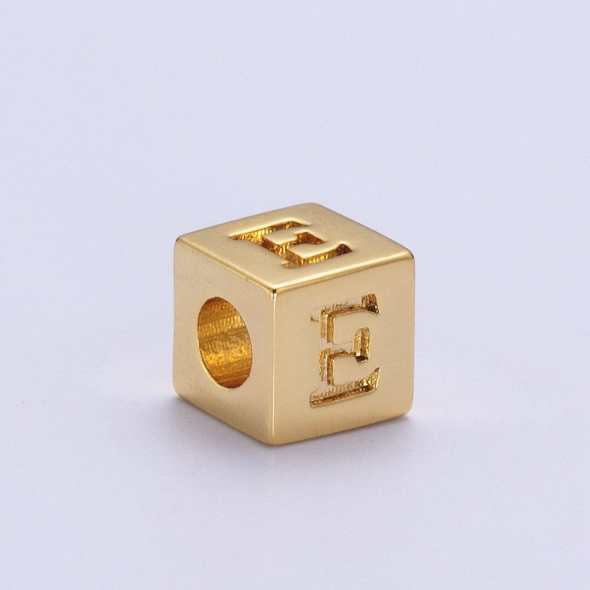 Gold Initial Letter Alphabet 6.2mm Block Beads Charm Connector For Jewelry Making Component Supply A-1487~A-1512 - DLUXCA