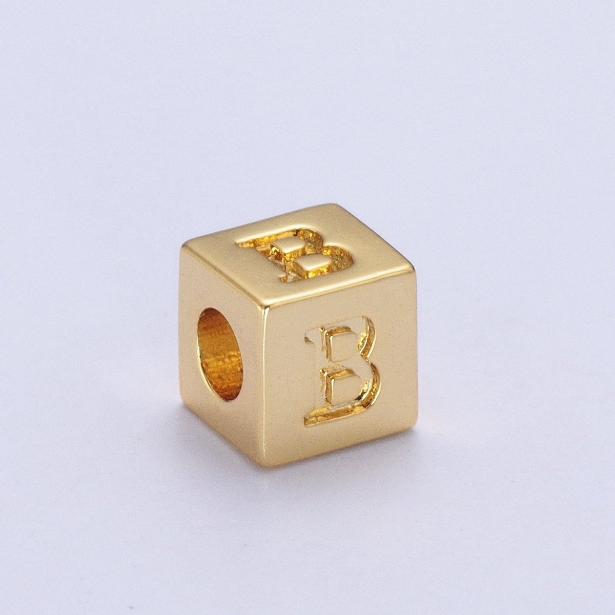 Gold Initial Letter Alphabet 6.2mm Block Beads Charm Connector For Jewelry Making Component Supply A-1487~A-1512 - DLUXCA