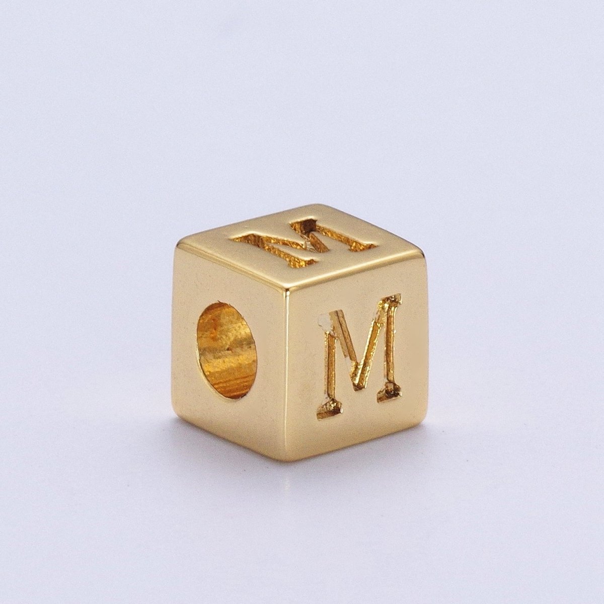 Gold Initial Letter Alphabet 6.2mm Block Beads Charm Connector For Jewelry Making Component Supply A-1487~A-1512 - DLUXCA