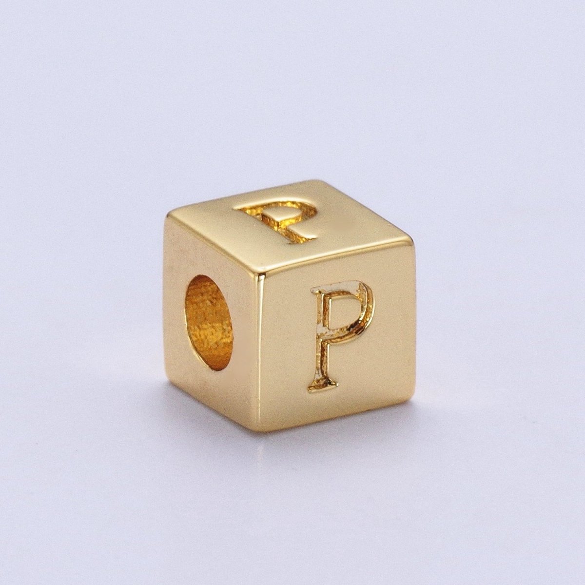 Gold Initial Letter Alphabet 6.2mm Block Beads Charm Connector For Jewelry Making Component Supply A-1487~A-1512 - DLUXCA