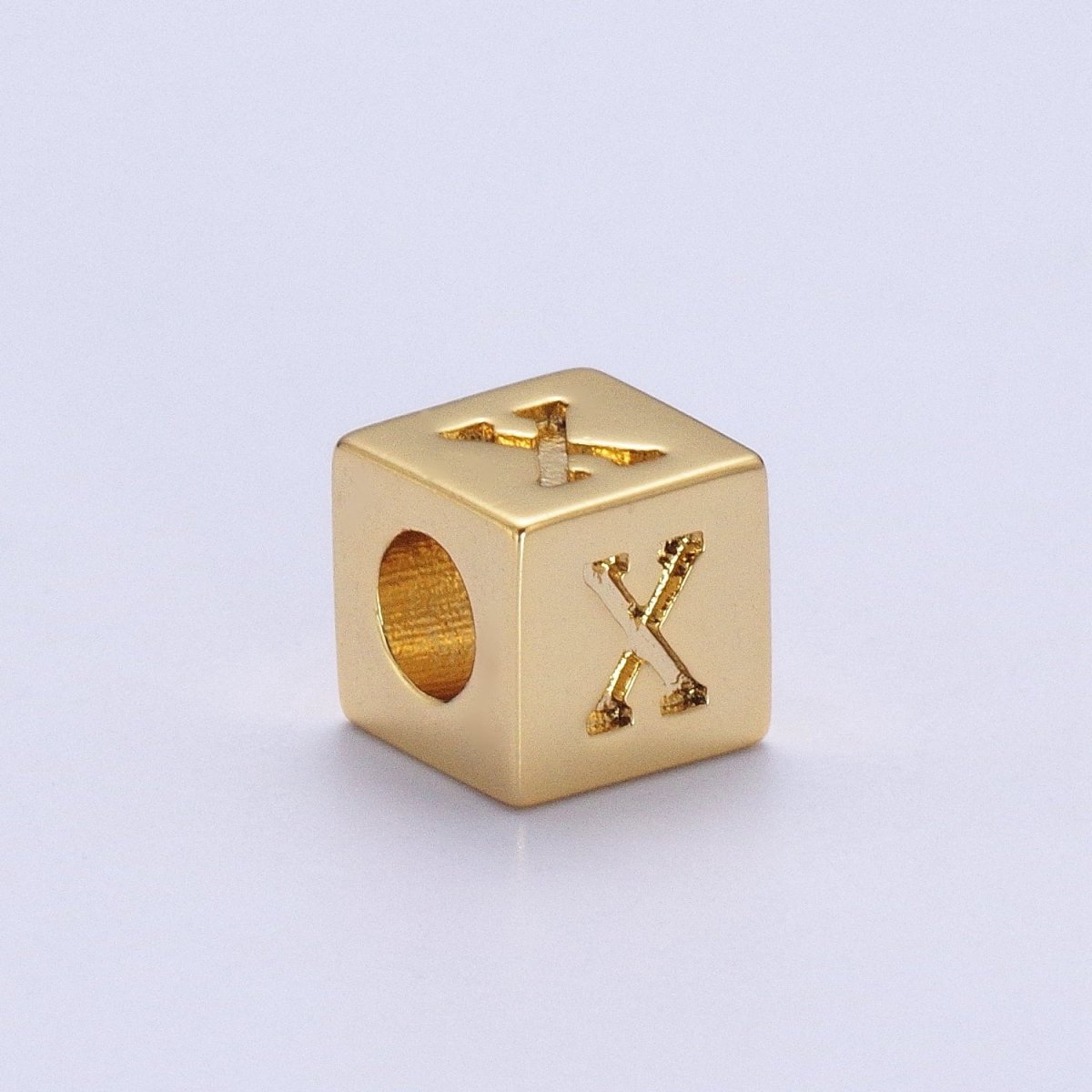 Gold Initial Letter Alphabet 6.2mm Block Beads Charm Connector For Jewelry Making Component Supply A-1487~A-1512 - DLUXCA