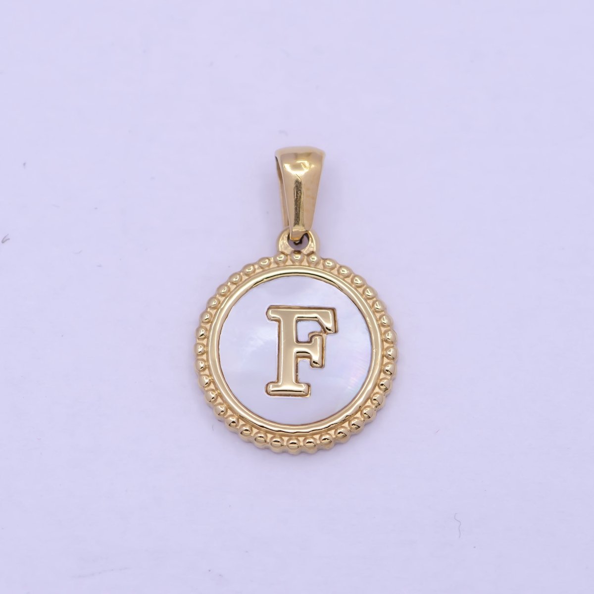 Gold Initial Letter Necklace Pendant Alphabet Charm Shell Pearl Letter Minimalist Jewelry Supply Coin Pendant for Necklace Bracelet W-367 to W-392 - DLUXCA