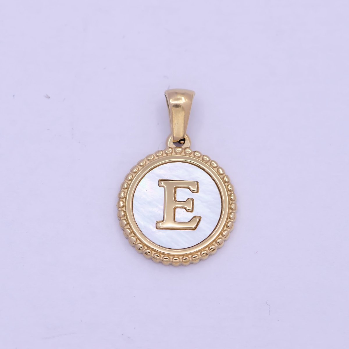Gold Initial Letter Necklace Pendant Alphabet Charm Shell Pearl Letter Minimalist Jewelry Supply Coin Pendant for Necklace Bracelet W-367 to W-392 - DLUXCA