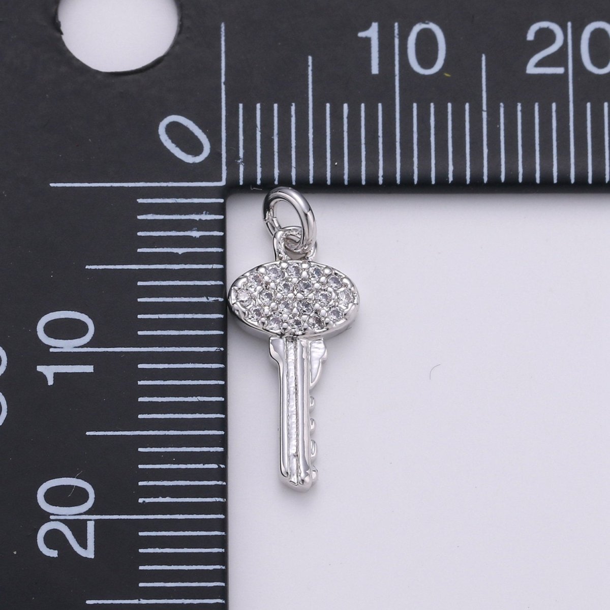 Gold Key Charm, Micro Pave CZ Charm, 14K Gold Filled Pendant Dainty Cubic Key Necklace Charm for Jewelry Making, D-046 - DLUXCA