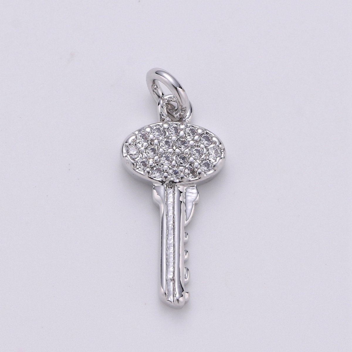 Gold Key Charm, Micro Pave CZ Charm, 14K Gold Filled Pendant Dainty Cubic Key Necklace Charm for Jewelry Making, D-046 - DLUXCA