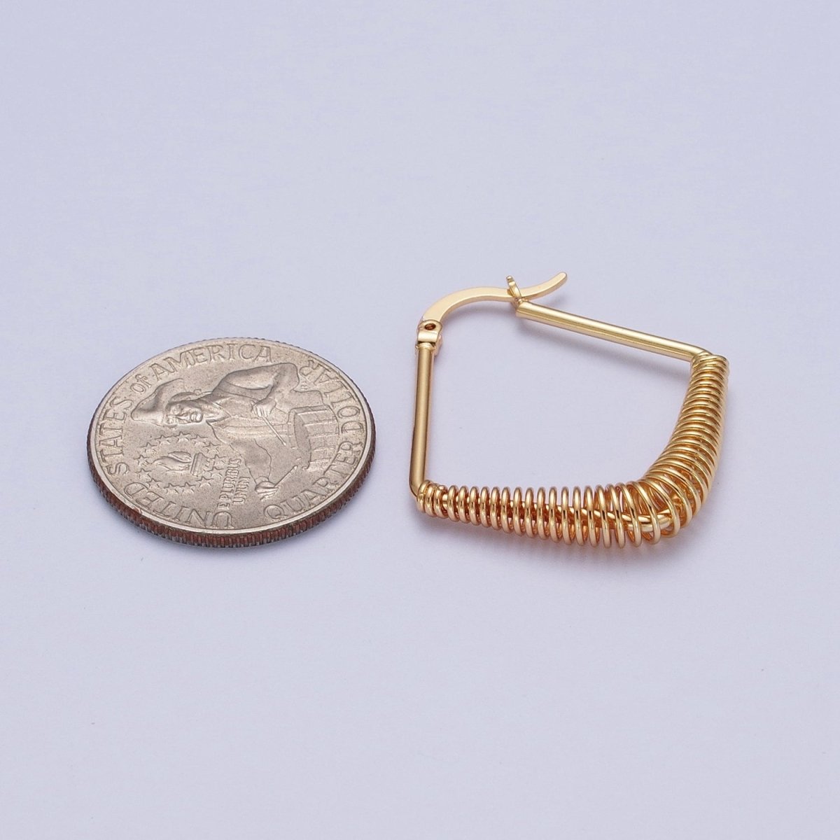 Gold Kite-Geometric Spiral Cord Coil Latch Hoop Earrings | AE541 - DLUXCA