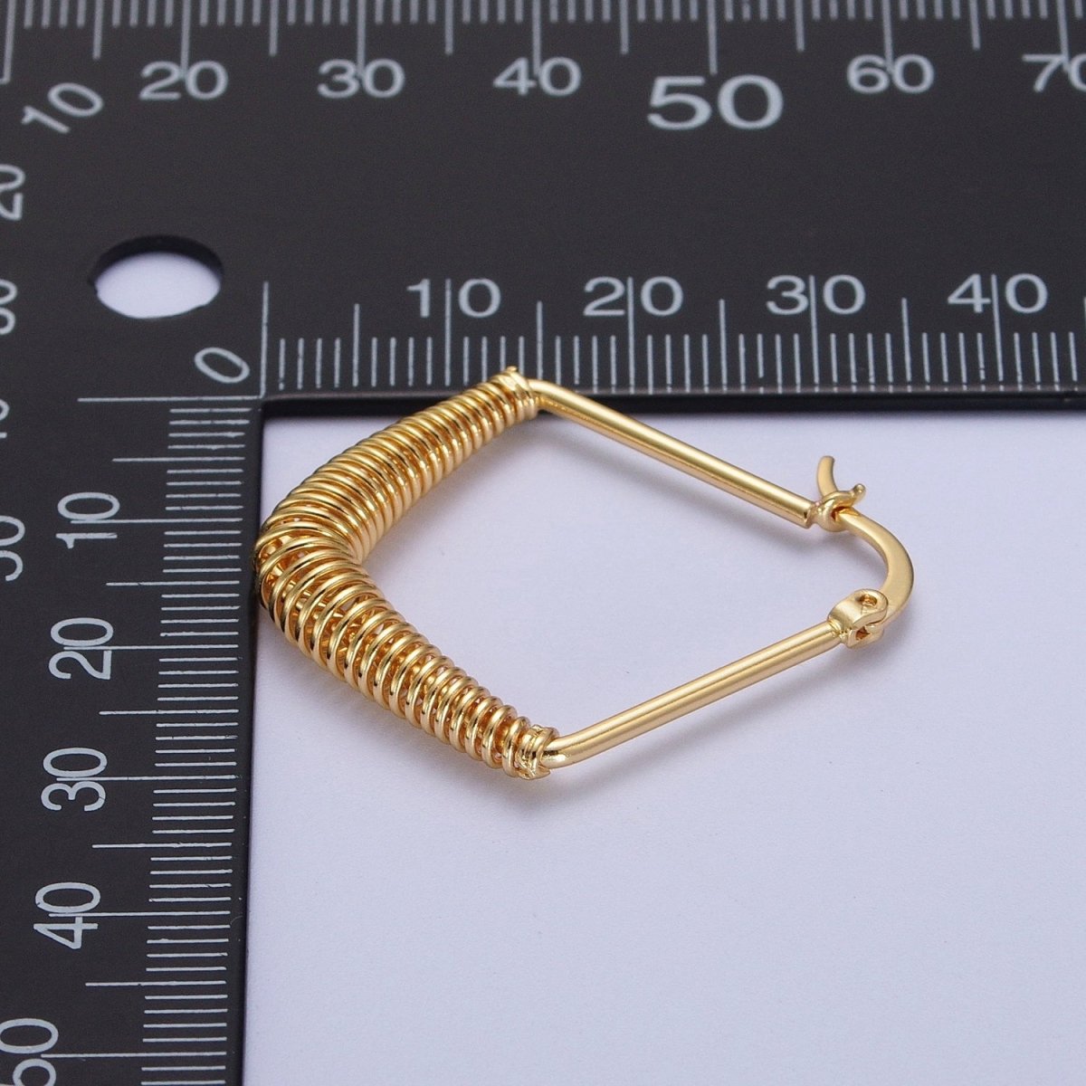 Gold Kite-Geometric Spiral Cord Coil Latch Hoop Earrings | AE541 - DLUXCA