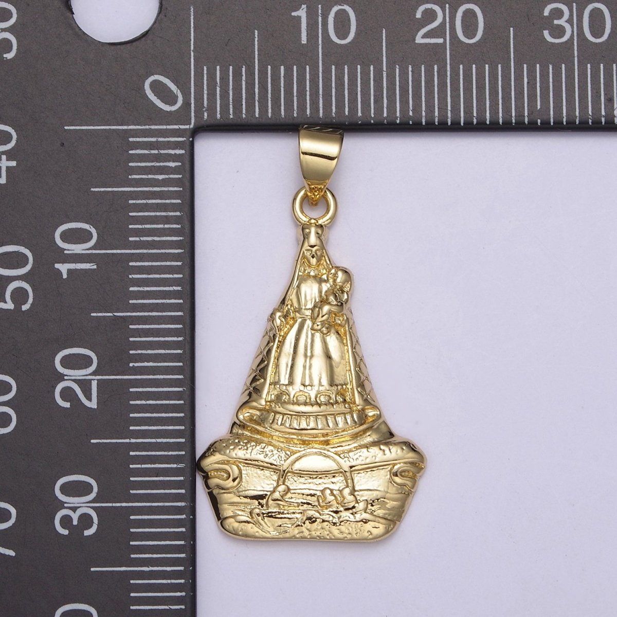 Gold La Virgen de la Caridad del Cobre Pendant for Necklace Supply H-882 - DLUXCA