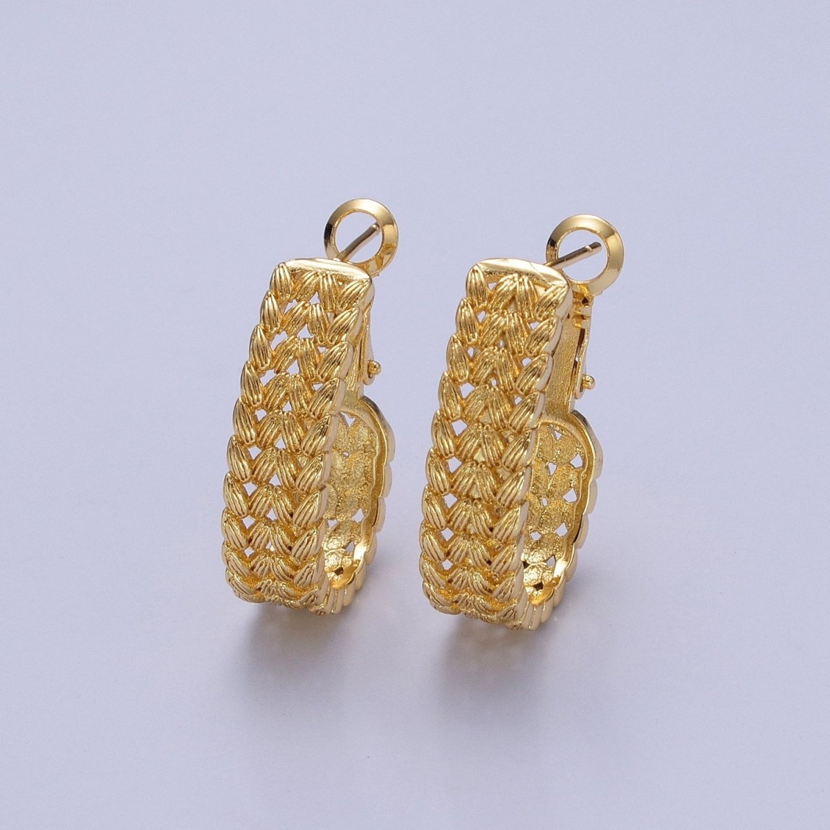 Gold Large Braided Minimal Hoop Earrings- Gold Braided Minimal Bohemian Earrings T-414 - DLUXCA