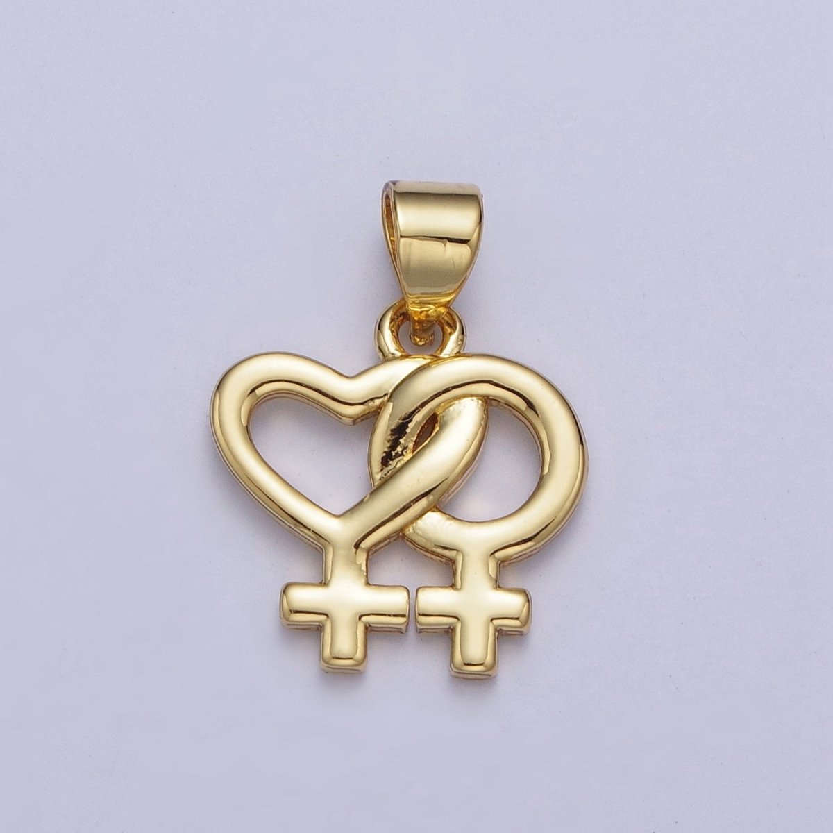 Gold Lesbian Necklace Charm 24K Gold Filled Lesbian Jewelry, Pride Necklace Pendant Lesbian Gift Couple Necklace X-421 - DLUXCA