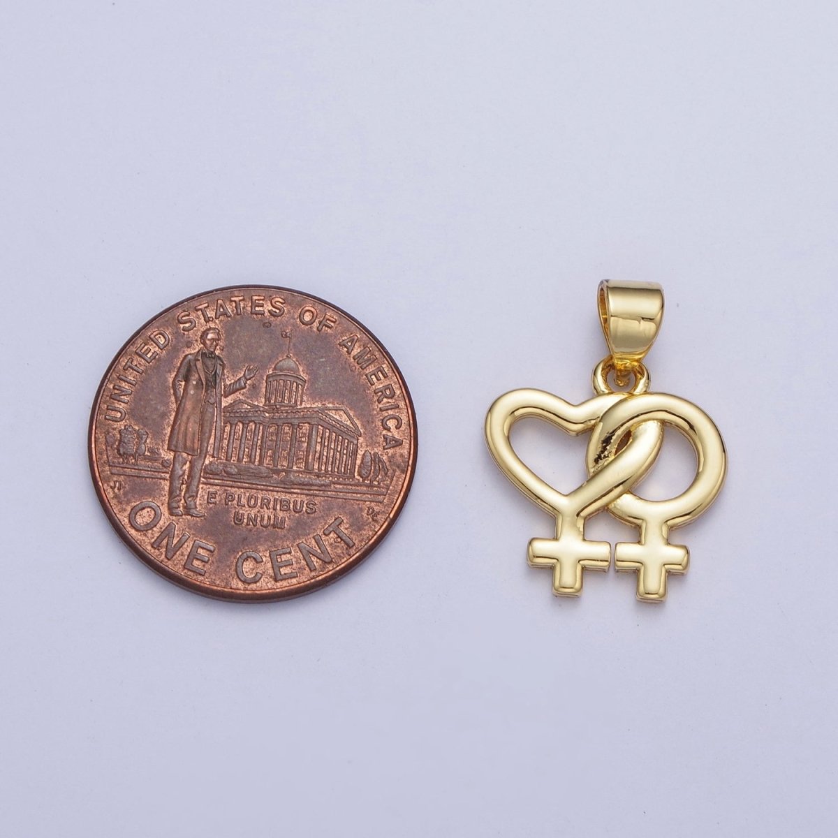 Gold Lesbian Necklace Charm 24K Gold Filled Lesbian Jewelry, Pride Necklace Pendant Lesbian Gift Couple Necklace X-421 - DLUXCA