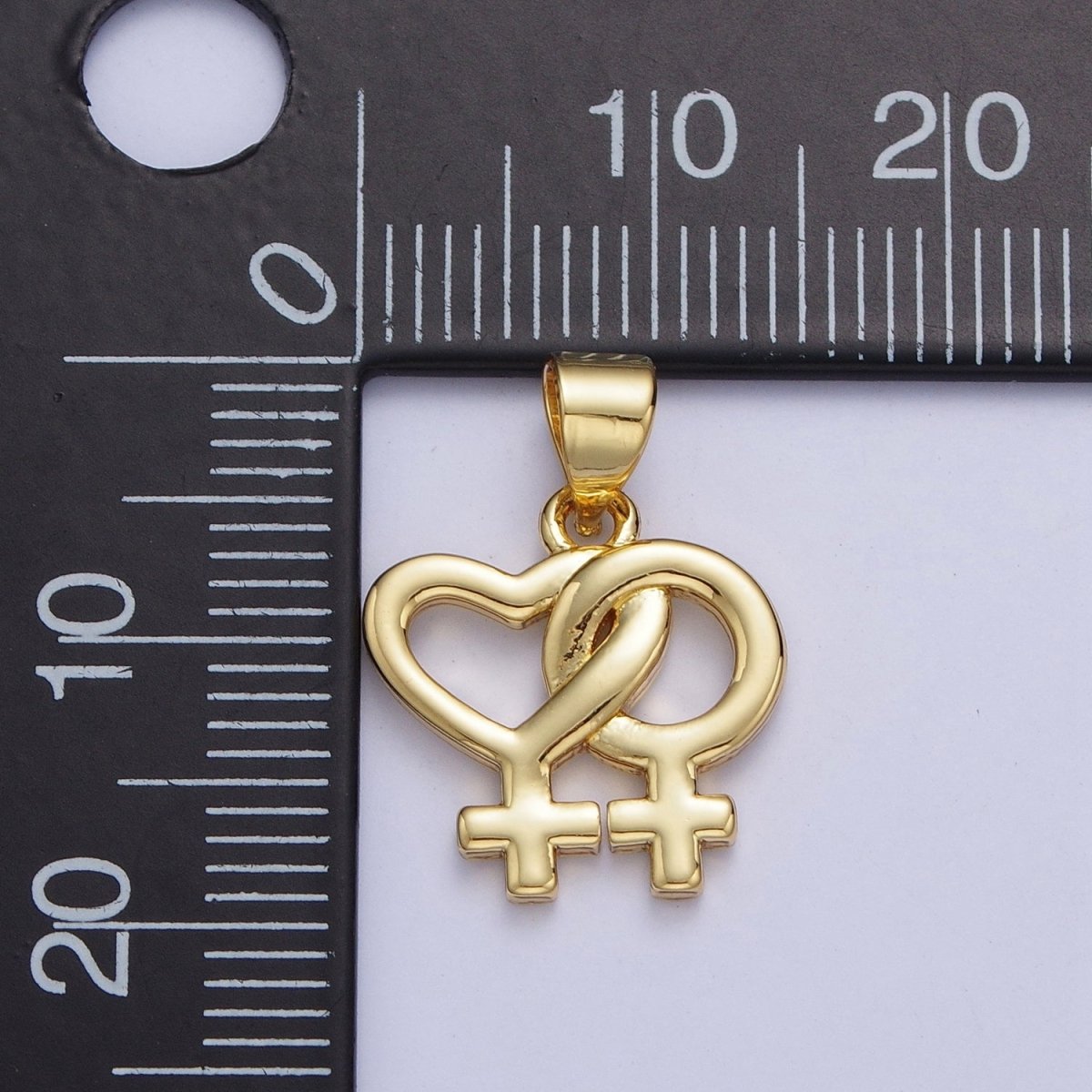 Gold Lesbian Necklace Charm 24K Gold Filled Lesbian Jewelry, Pride Necklace Pendant Lesbian Gift Couple Necklace X-421 - DLUXCA