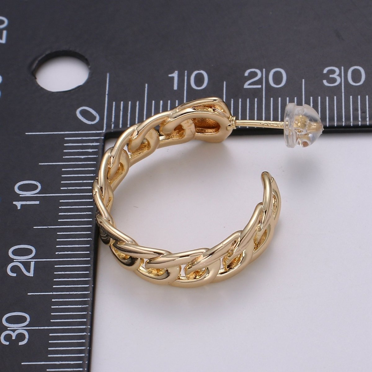 Gold Link Chain Hoop Earrings • Bold Gold Hoop Earrings • Chunky Earrings • Statement Hoops • 18k Gold Filled Hoops Earring gift for her Q-458 - DLUXCA
