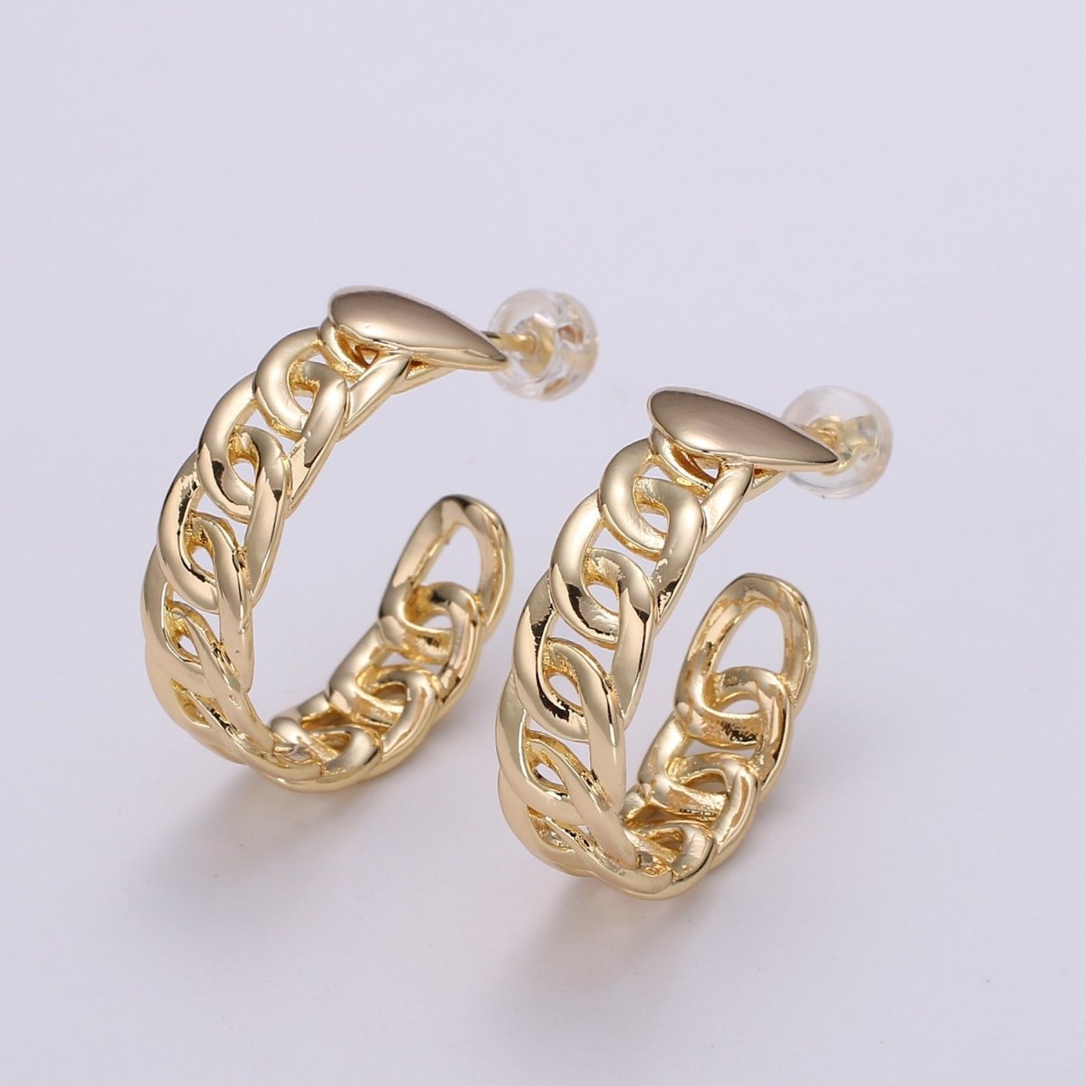 Gold Link Chain Hoop Earrings • Bold Gold Hoop Earrings • Chunky Earrings • Statement Hoops • 18k Gold Filled Hoops Earring gift for her Q-458 - DLUXCA