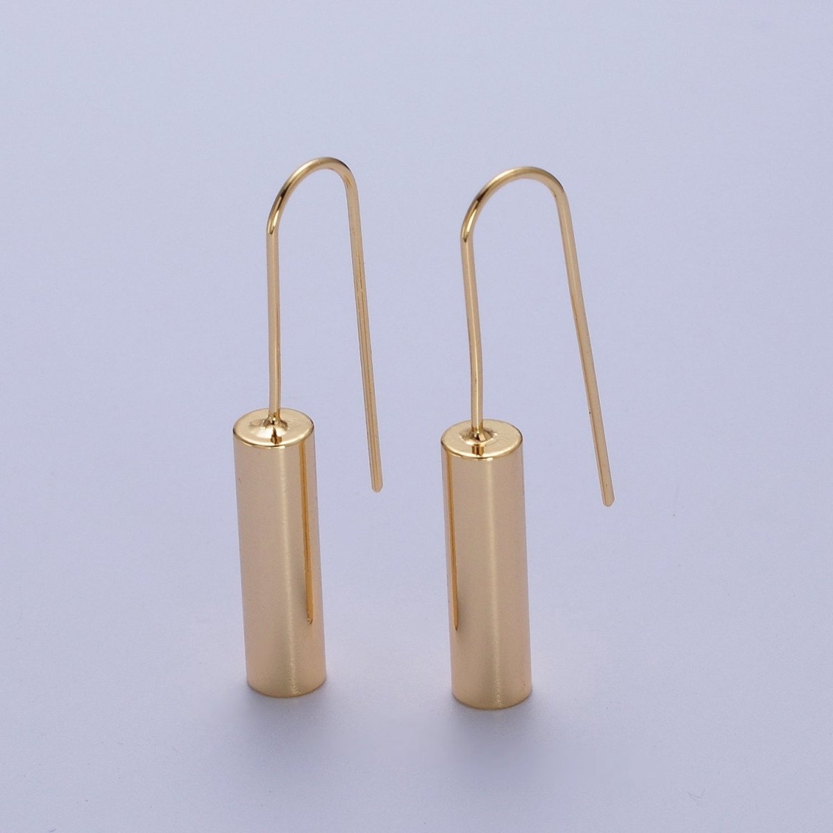 Gold Long Tube French Hook Minimalist Earrings | Y-147 - DLUXCA