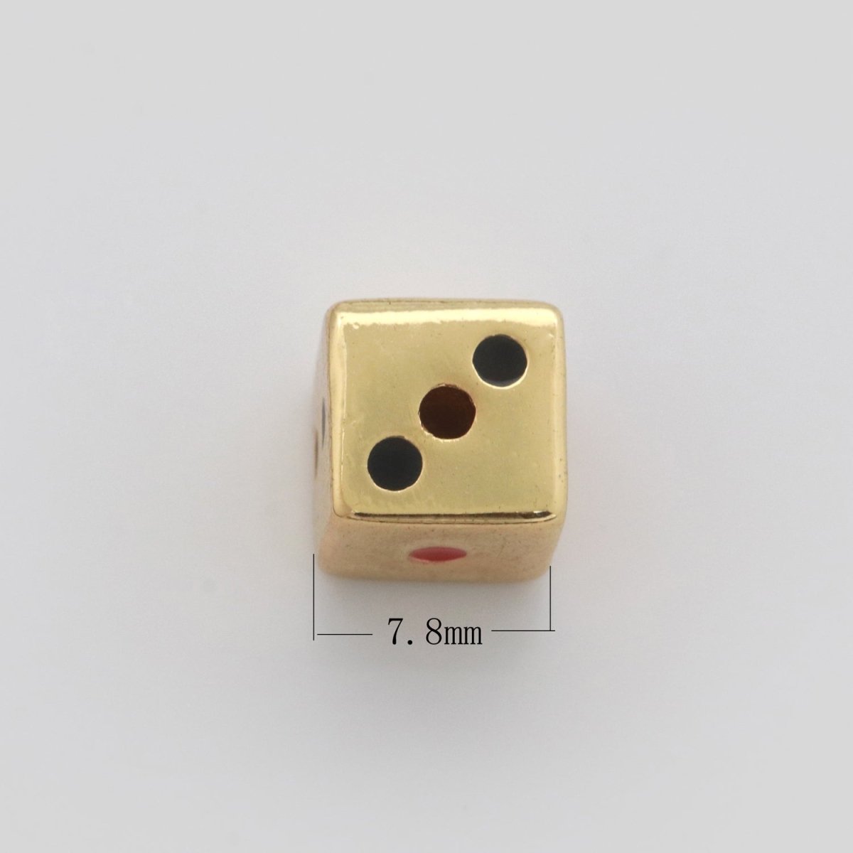 Gold Lucky Dice Beads Spacer Beads, for DIY Jewelry Making Spacer Charms Beaded Bracelet, Bead Size 8, 10mm Hole 2mm B-632 B-633 - DLUXCA