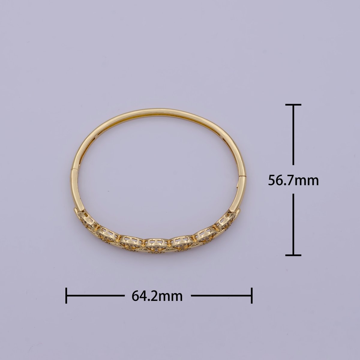 Gold Mariner Link Bracelet, CZ Gold Layering Bangle Bracelet Dainty Gold Hinged Bracelet | WA-691 Clearance Pricing - DLUXCA
