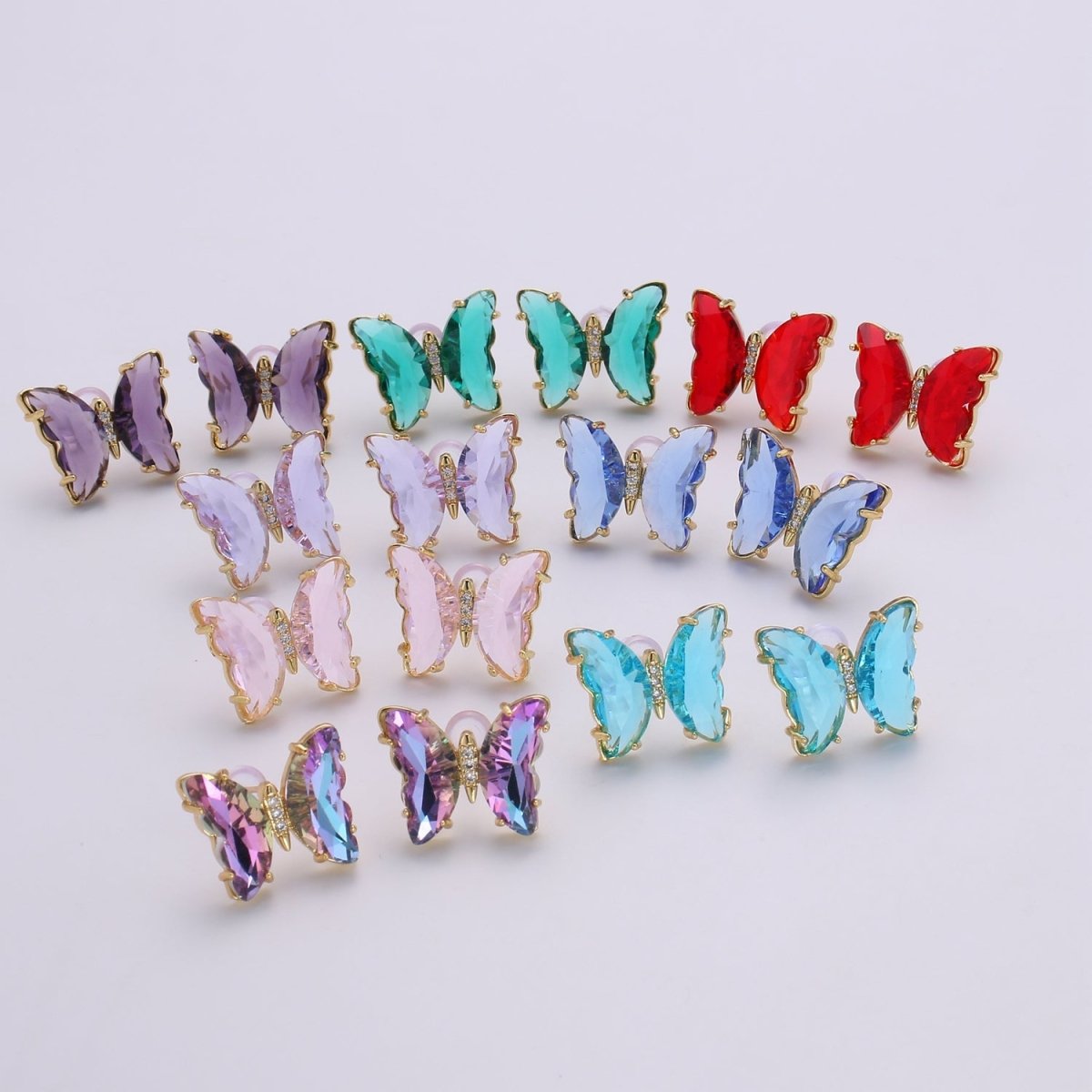 Gold Mariposa Stud Earring Minimalist butterfly earrings Lead and nickels free Acrylics mariposa Stud Earring Clear Colorful Jewelry Q-328 - Q-335 - DLUXCA