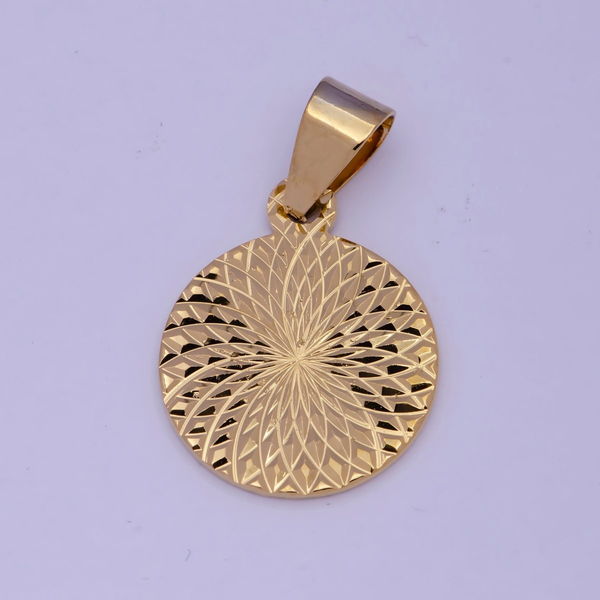 Gold Medallion Pendant Coin Dangle Charm Geometric Jewelry J-503 - DLUXCA