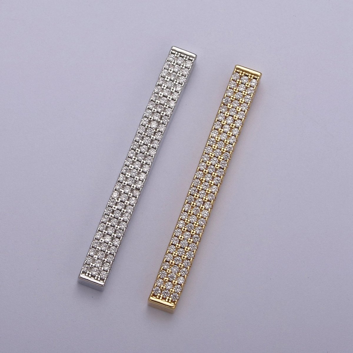 Gold Micro Pave CZ Bar Pendant for Minimalist Jewelry Supply N-613 N-614 - DLUXCA